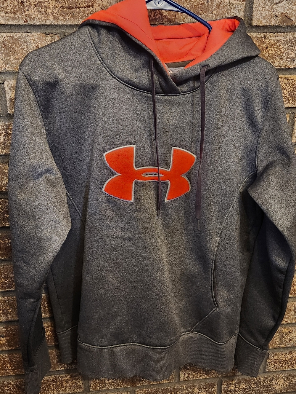Under Armour Gray Hoodie with Red Logo and Lined Hood